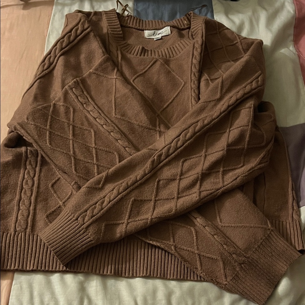 Fay Brown Diamond Knit Sweater